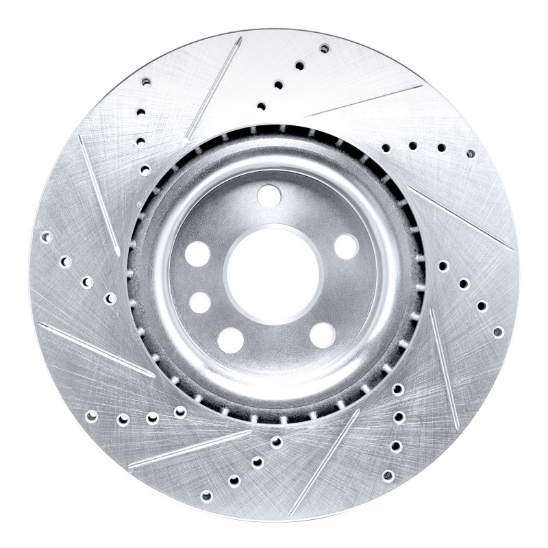 Jaguar E-Pace Brake Rotor (1) - Front Right - R1 Concepts - Drilled & Slotted - Silver - `15-`19